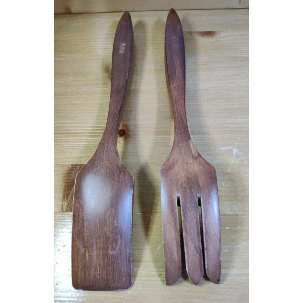 Vintage Wooden Salad Utensils Fork 12